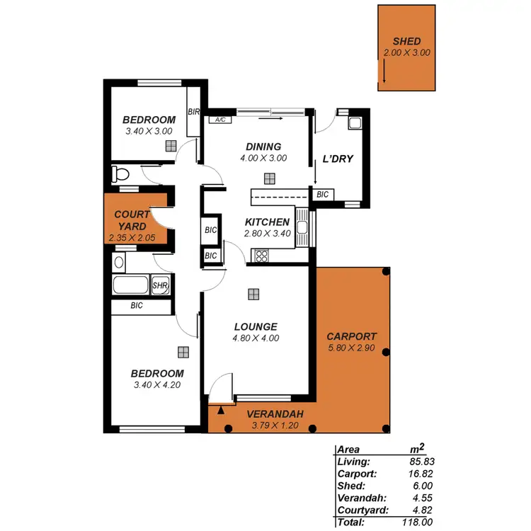 Floorplan of Homely semi-detached listing, 53 Third Avenue, Klemzig SA 5087