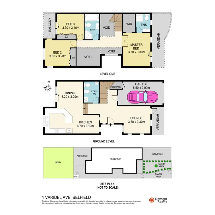 Floorplan of Homely semi-detached listing, 1 Varidel Avenue, Belfield NSW 2191