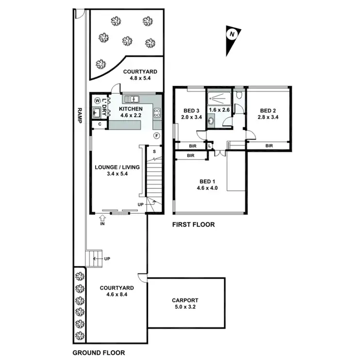 Floorplan of Homely townhouse listing, 1/52 Rutland Street, Coorparoo QLD 4151