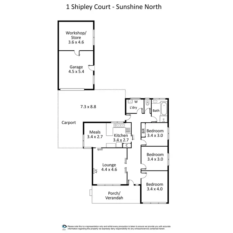 Floorplan of Homely house listing, 1 Shipley Court, Sunshine North VIC 3020