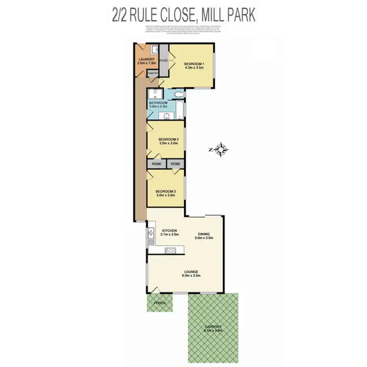 Floorplan of Homely house listing, 2/2 Rule Close, Mill Park VIC 3082