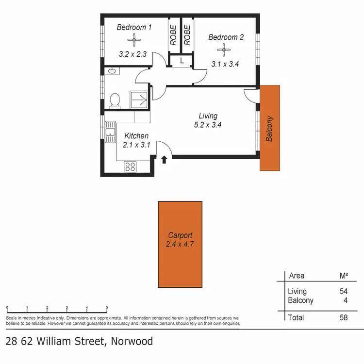 Floorplan of Homely unit listing, 28/62 William Street, Norwood SA 5067