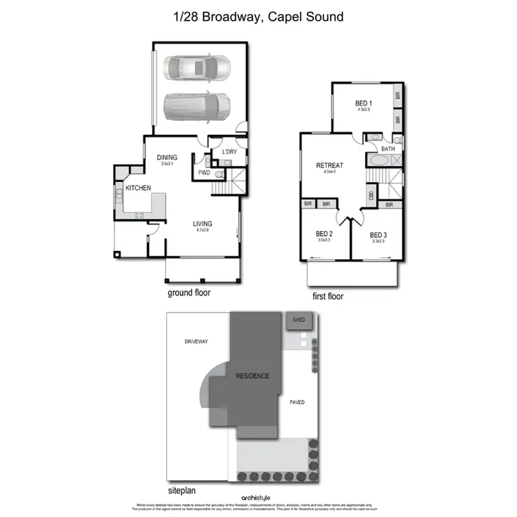 Floorplan of Homely townhouse listing, 1/28 Broadway, Capel Sound VIC 3940