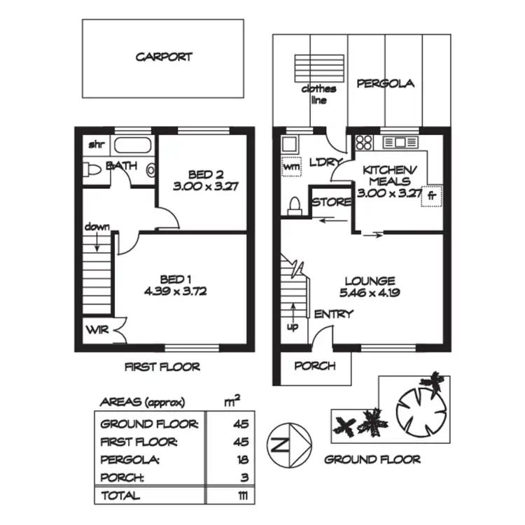 Floorplan of Homely townhouse listing, 2/15 Graham Street, Glanville SA 5015