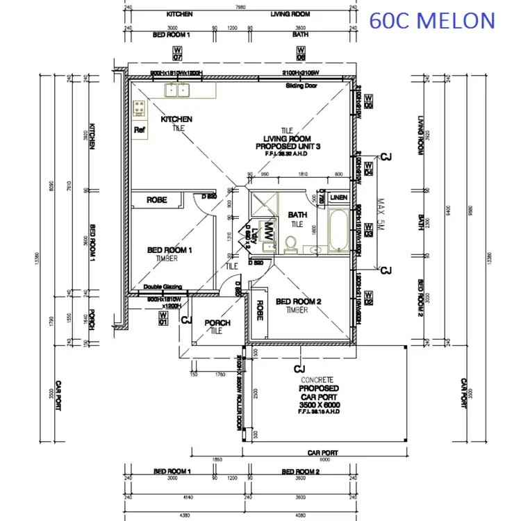 Floorplan of Homely townhouse listing, 60A, 60B & 60C Melon Street, Braybrook VIC 3019