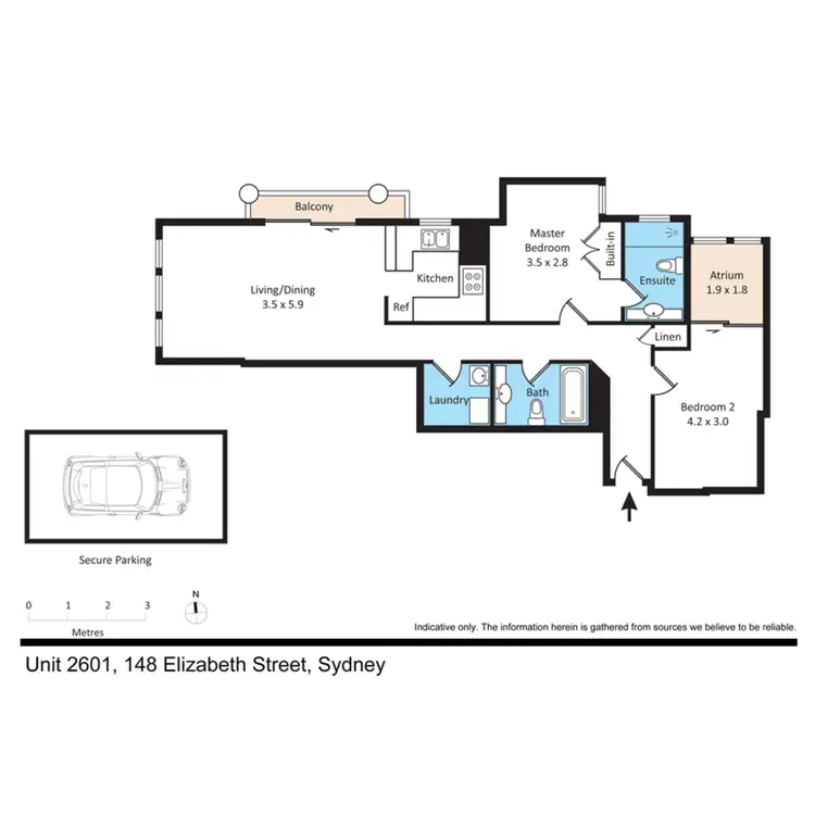 Floorplan of Homely apartment listing, 2601/148 Elizabeth Street, Sydney NSW 2000