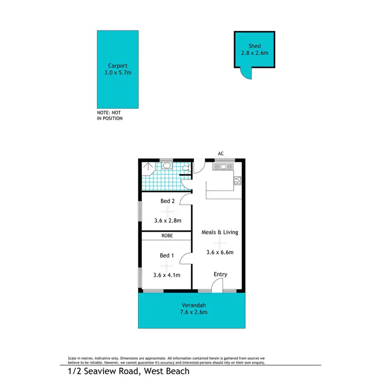 Floorplan of Homely unit listing, 1/2 Seaview Road, West Beach SA 5024