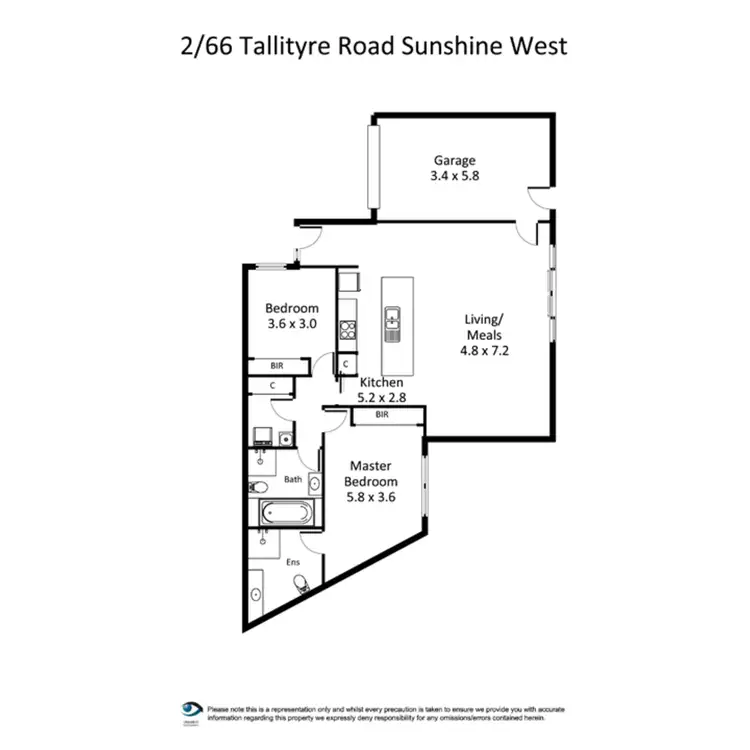Floorplan of Homely unit listing, 2/66 Tallintyre Road, Sunshine West VIC 3020
