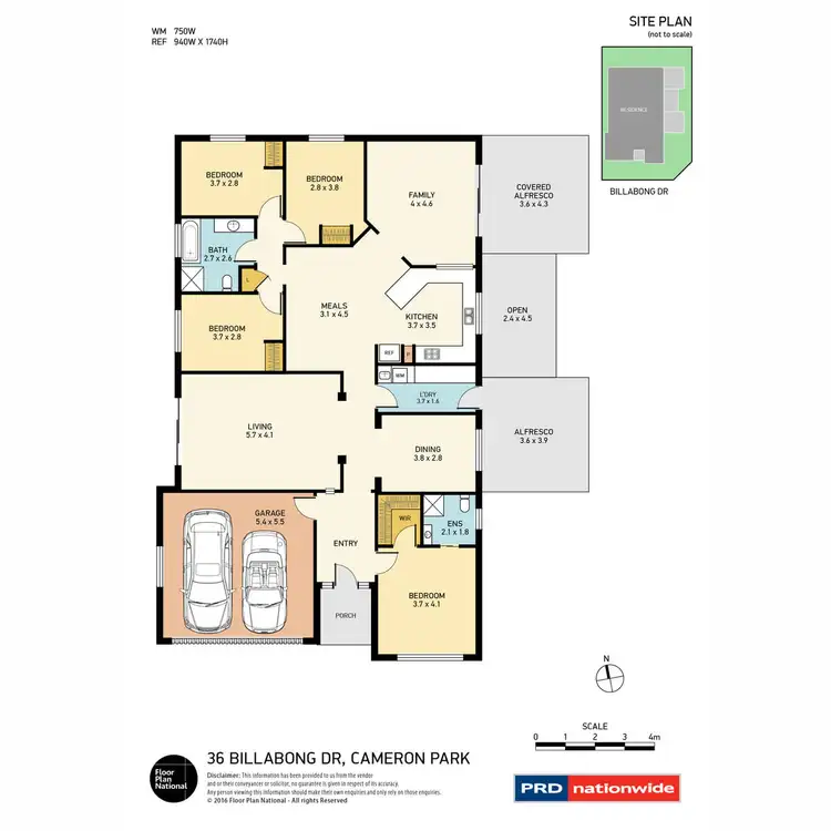 Floorplan of Homely house listing, 36 Billabong Drive, Cameron Park NSW 2285