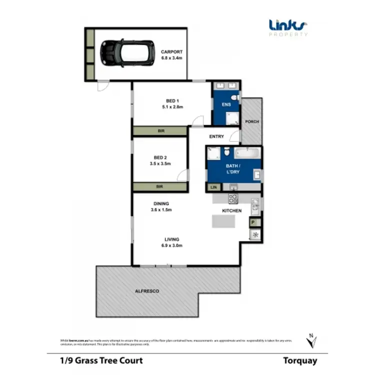 Floorplan of Homely townhouse listing, 1/9 Grass Tree Court, Torquay VIC 3228