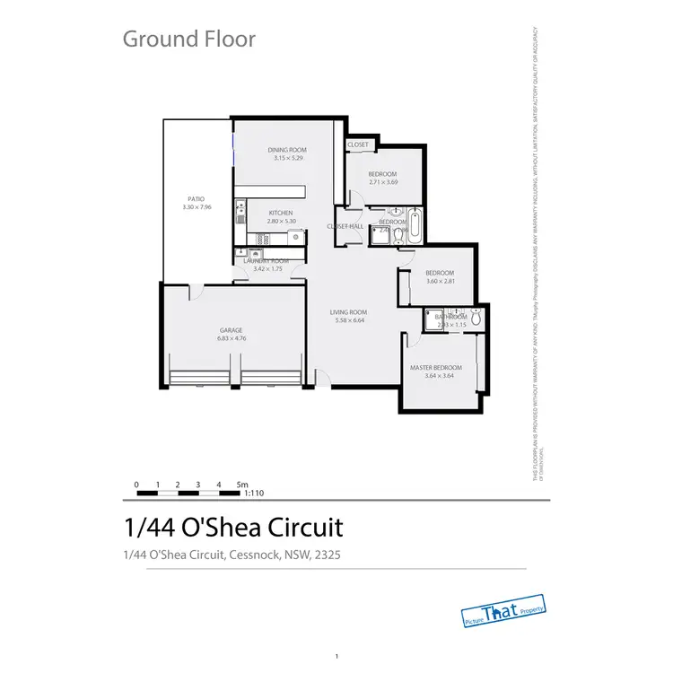 Floorplan of Homely villa listing, 1/44 O'Shea Circuit, Cessnock NSW 2325