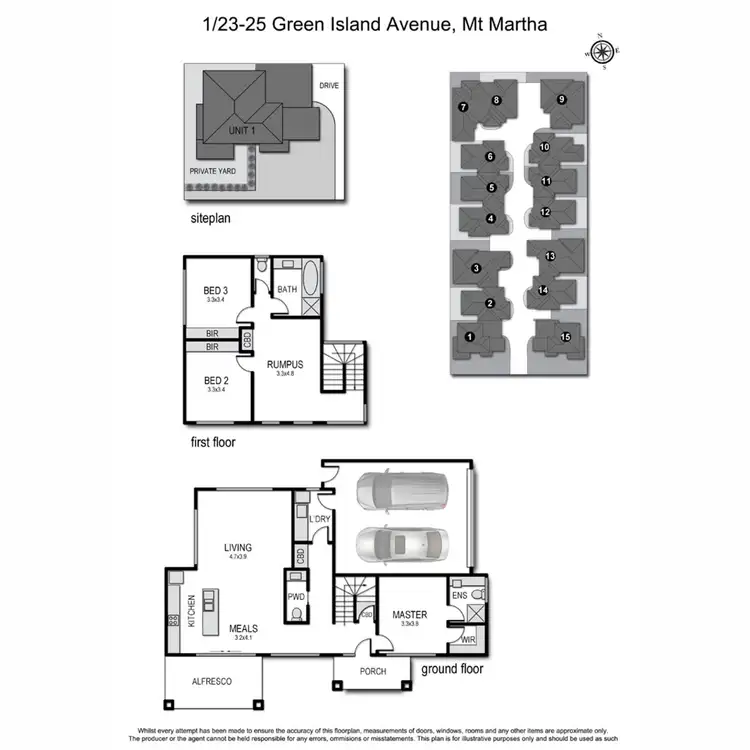Floorplan of Homely townhouse listing, 1/23-25 Green Island Avenue, Mount Martha VIC 3934