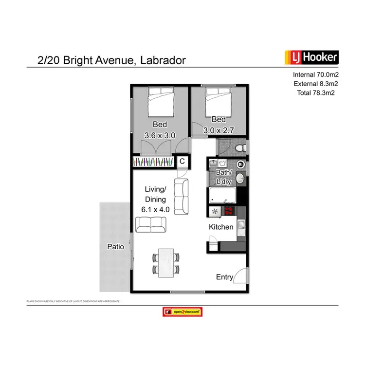 Floorplan of Homely unit listing, 2/20 Bright Avenue, Labrador QLD 4215