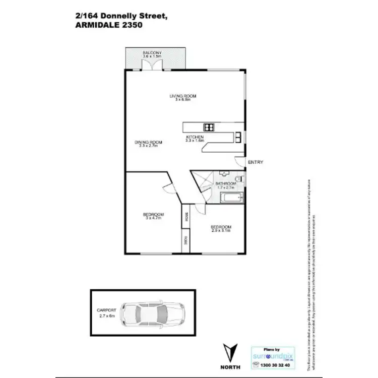 Floorplan of Homely unit listing, 2/164 Donnelly Street, Armidale NSW 2350
