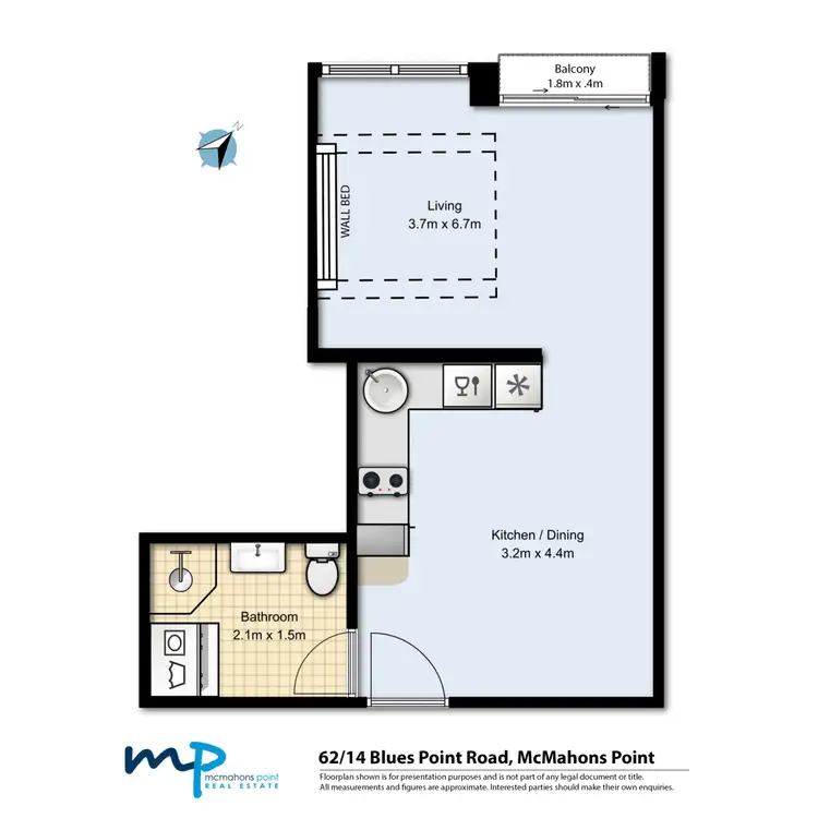 Floorplan of Homely studio listing, 62/14-28 Blues Point Road, Mcmahons Point NSW 2060