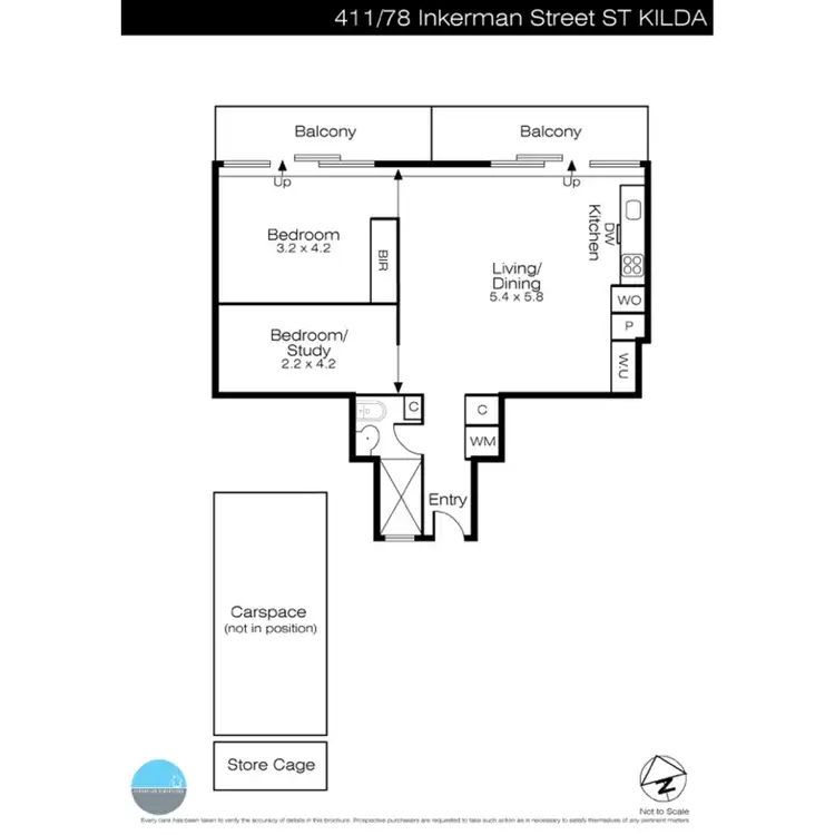 Floorplan of Homely apartment listing, 411/78 Inkerman Street, St Kilda VIC 3182