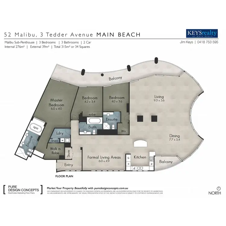 Floorplan of Homely apartment listing, Malibu, 3 Tedder Avenue, Main Beach QLD 4217