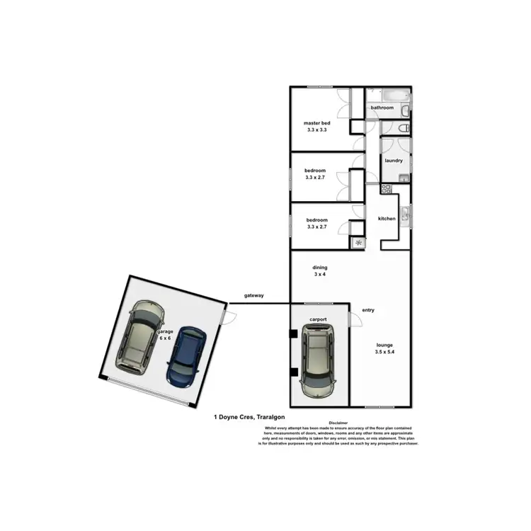Floorplan of Homely house listing, 1 Doyne Crescent, Traralgon VIC 3844