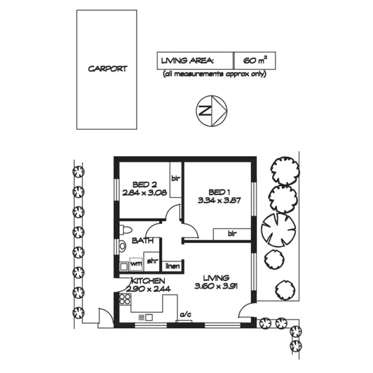 Floorplan of Homely unit listing, 1/21 David Avenue, Glenelg North SA 5045