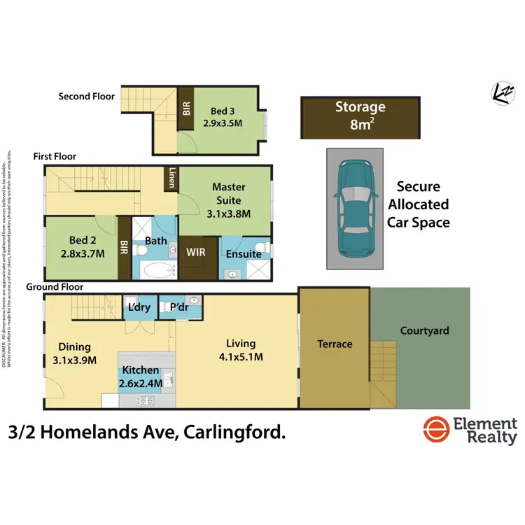 Floorplan of Homely townhouse listing, 3/2 Homelands Avenue, Carlingford NSW 2118
