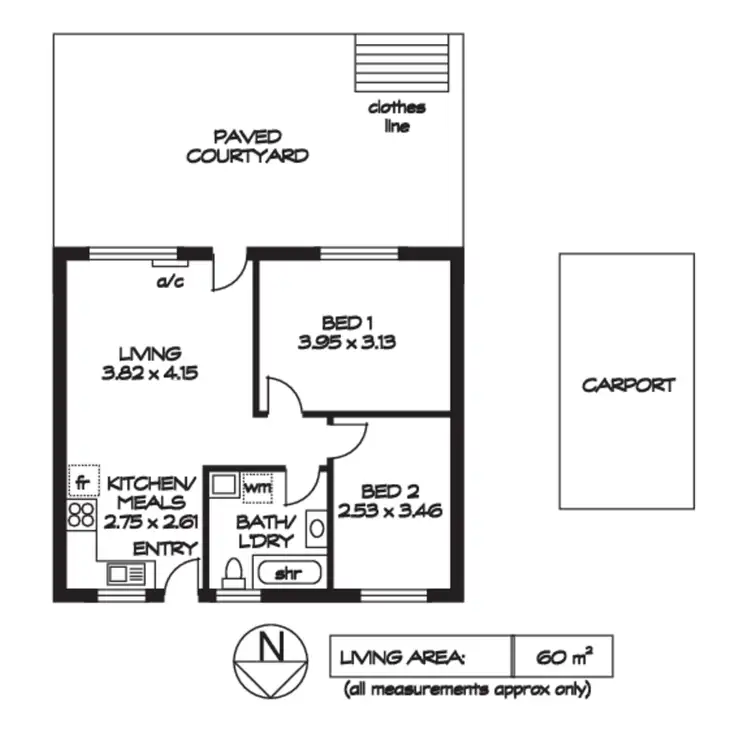 Floorplan of Homely unit listing, 2/447 Churchill Road, Kilburn SA 5084