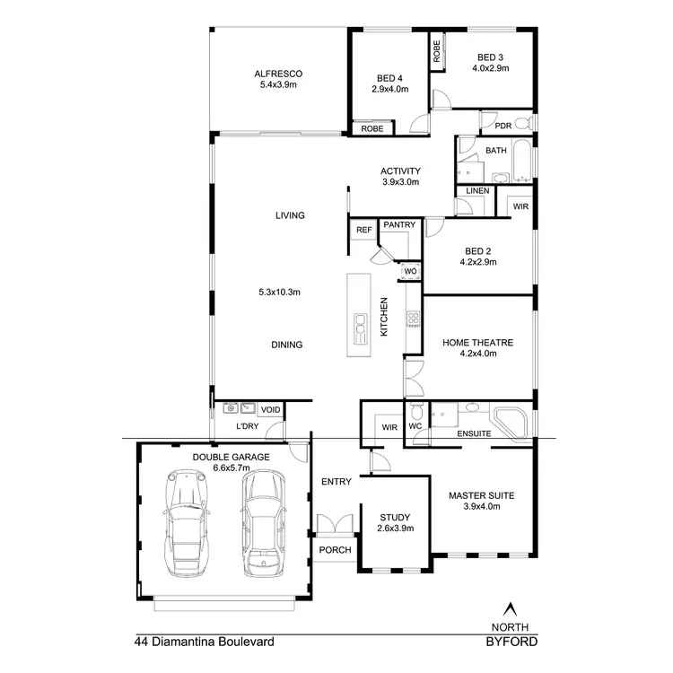 Floorplan of Homely house listing, 44 Diamantina Boulevard, Byford WA 6122