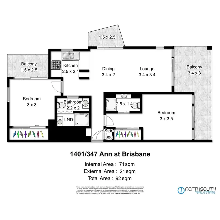Floorplan of Homely apartment listing, 1401/347 Ann, Brisbane City QLD 4000