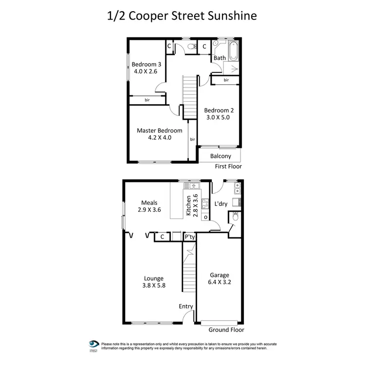 Floorplan of Homely townhouse listing, 1/2 Cooper Street, Sunshine VIC 3020