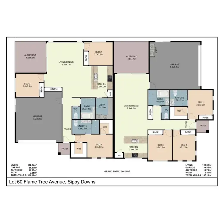 Floorplan of Homely semi-detached listing, Lot 60b Flame Tree Avenue, Sippy Downs QLD 4556