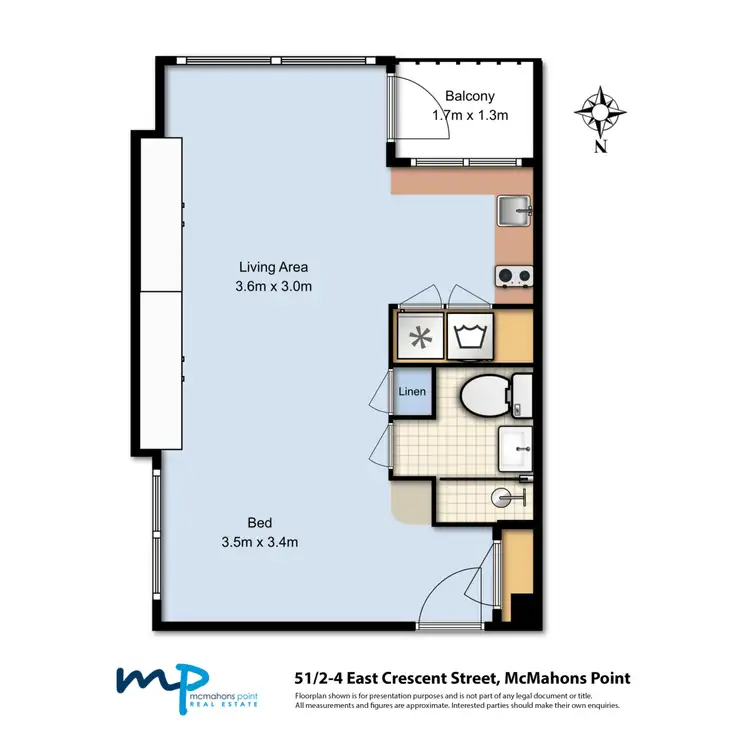 Floorplan of Homely studio listing, 51/2-4 East Crescent Street, Mcmahons Point NSW 2060