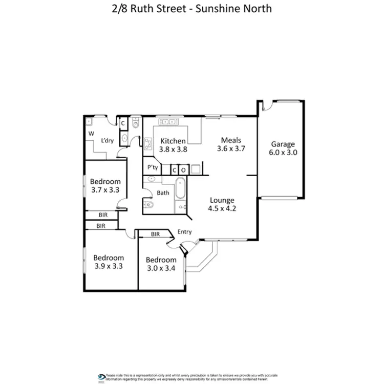 Floorplan of Homely unit listing, 2/8 Ruth Street, Sunshine North VIC 3020