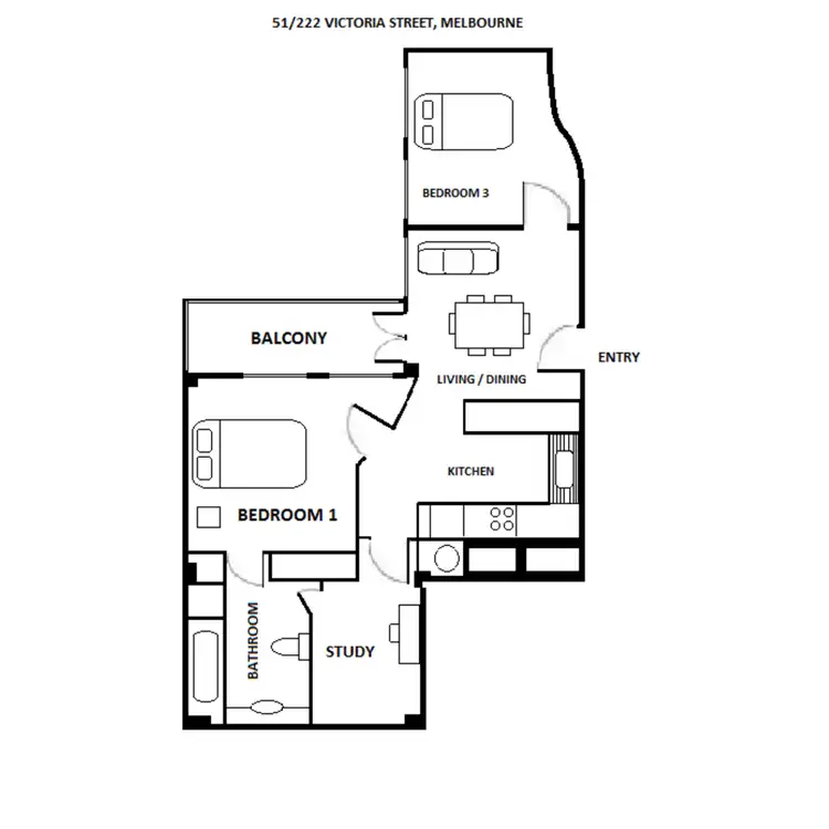 Floorplan of Homely apartment listing, 51/222 Victoria Street, Melbourne VIC 3000