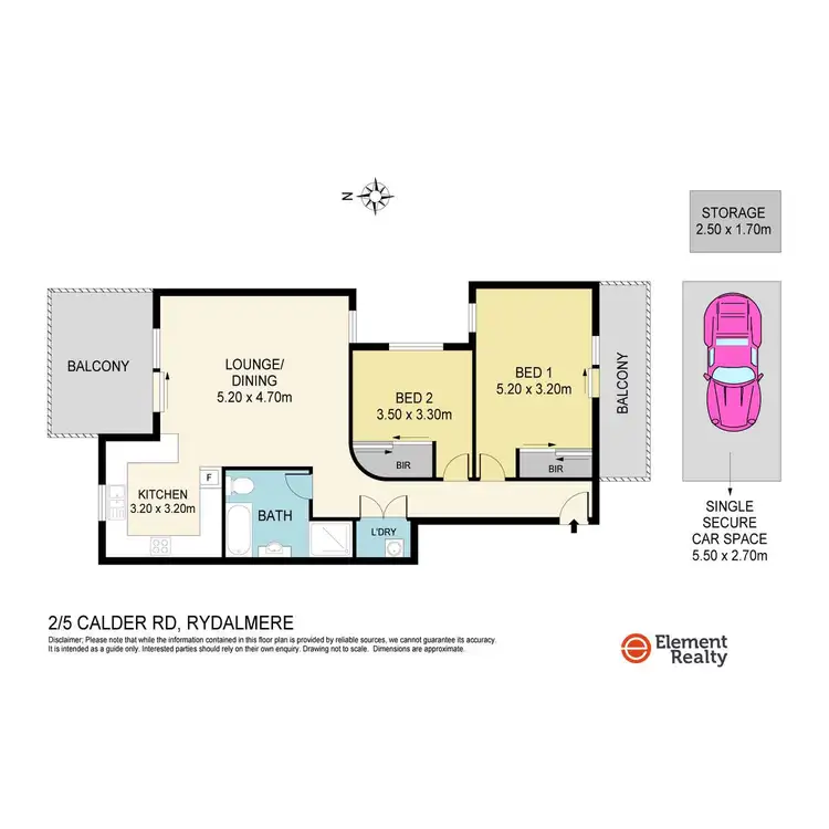 Floorplan of Homely unit listing, 2/5 Calder Road, Dundas NSW 2117