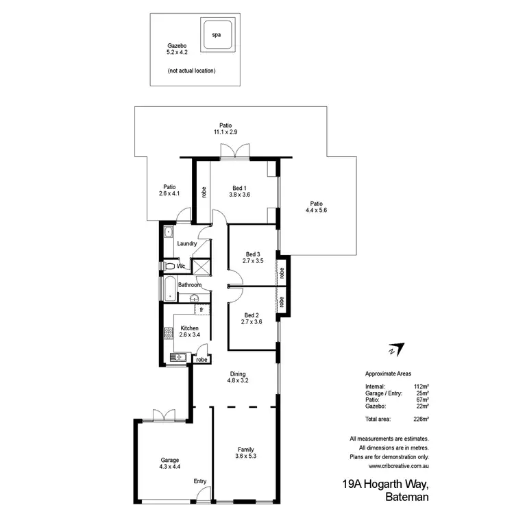Floorplan of Homely semi-detached listing, 19A Hogarth Way, Bateman WA 6150