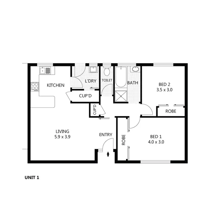 Floorplan of Homely unit listing, 1/6A Victoria Street, Ironbark VIC 3550