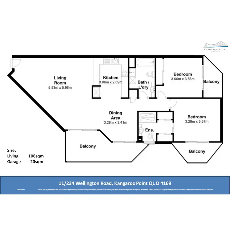 Floorplan of Homely apartment listing, 11/234 Wellington Road, Kangaroo Point QLD 4169