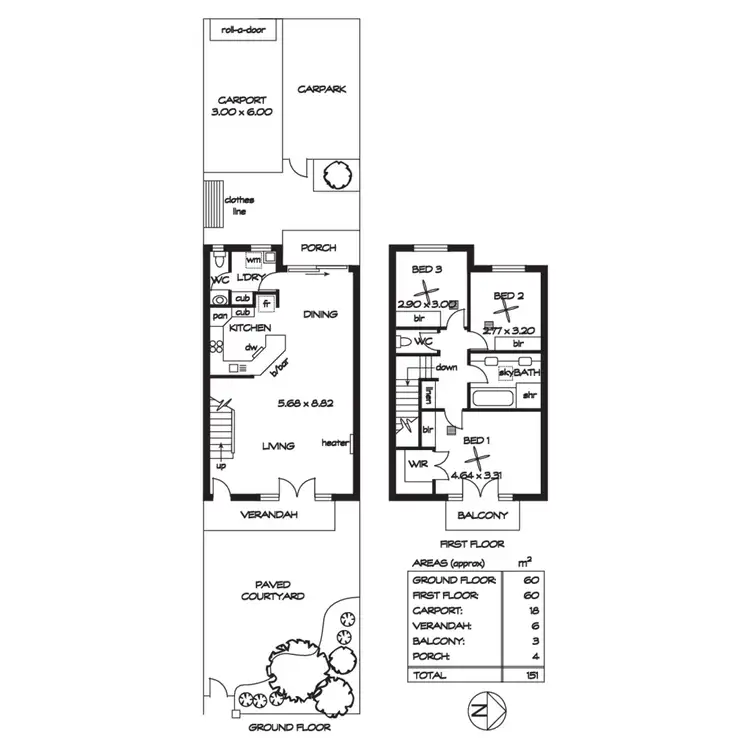 Floorplan of Homely townhouse listing, 2/319 Fullarton Road, Parkside SA 5063