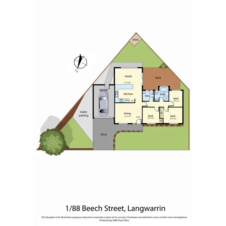 Floorplan of Homely unit listing, 1/88 Beech St, Langwarrin VIC 3910