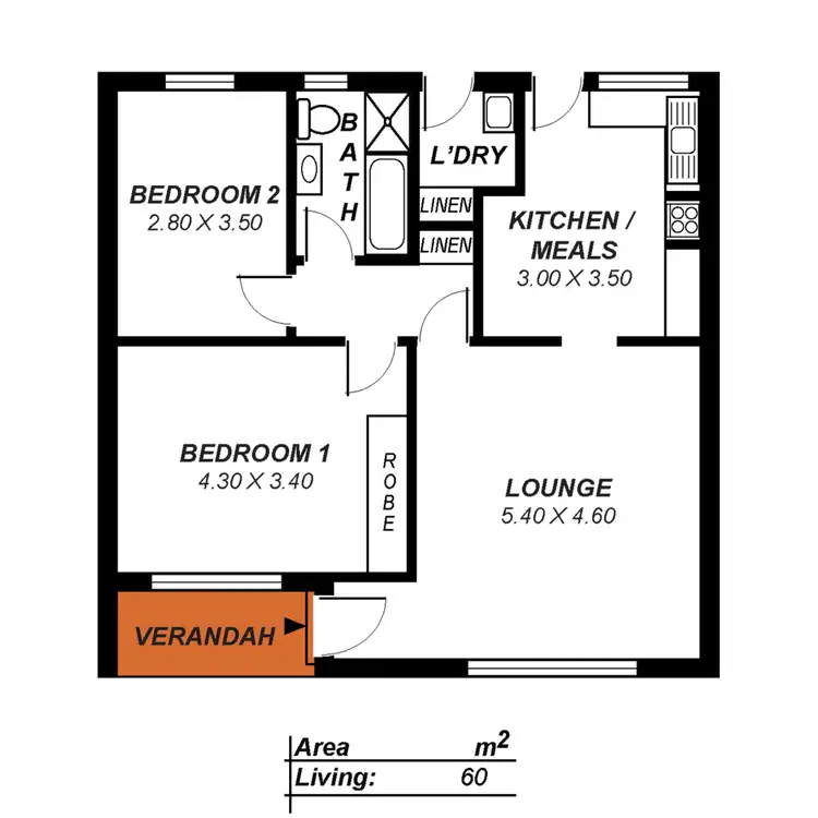 Floorplan of Homely unit listing, 1/2 Barr-Smith Street, Tusmore SA 5065