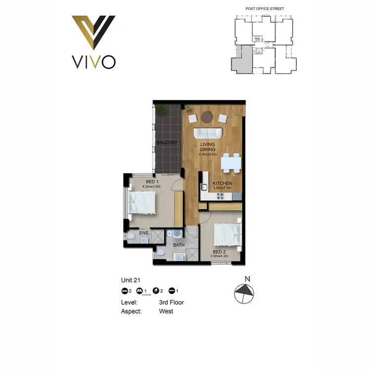 Floorplan of Homely apartment listing, 21/12-12A Post Office Street, Carlingford NSW 2118