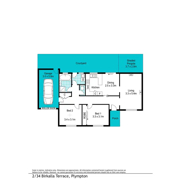 Floorplan of Homely unit listing, 2/34 Birkalla Tce, Plympton SA 5038