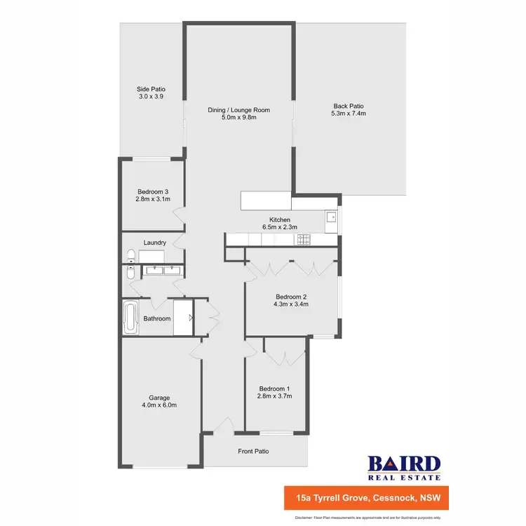 Floorplan of Homely townhouse listing, 2/15 Tyrrell Grove, Cessnock NSW 2325