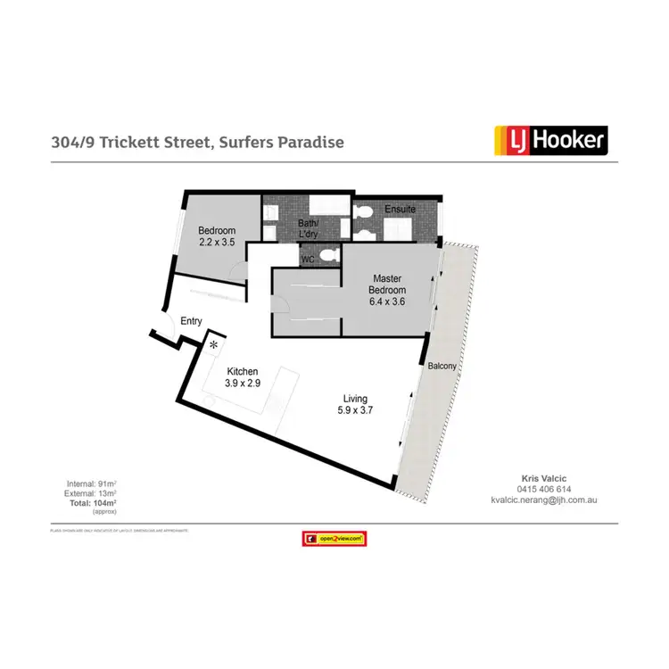 Floorplan of Homely unit listing, 304/9 Trickett Street, Surfers Paradise QLD 4217