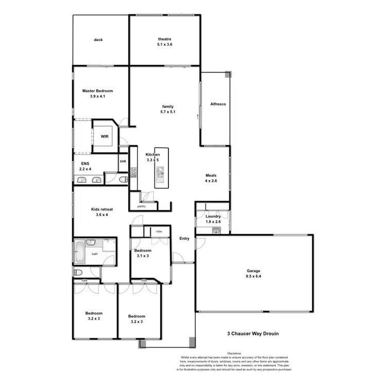 Floorplan of Homely house listing, 3 Chaucer Way, Drouin VIC 3818