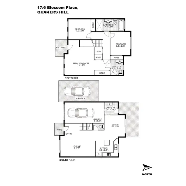 Floorplan of Homely semi-detached listing, 17/6 Blossom Place, Quakers Hill NSW 2763