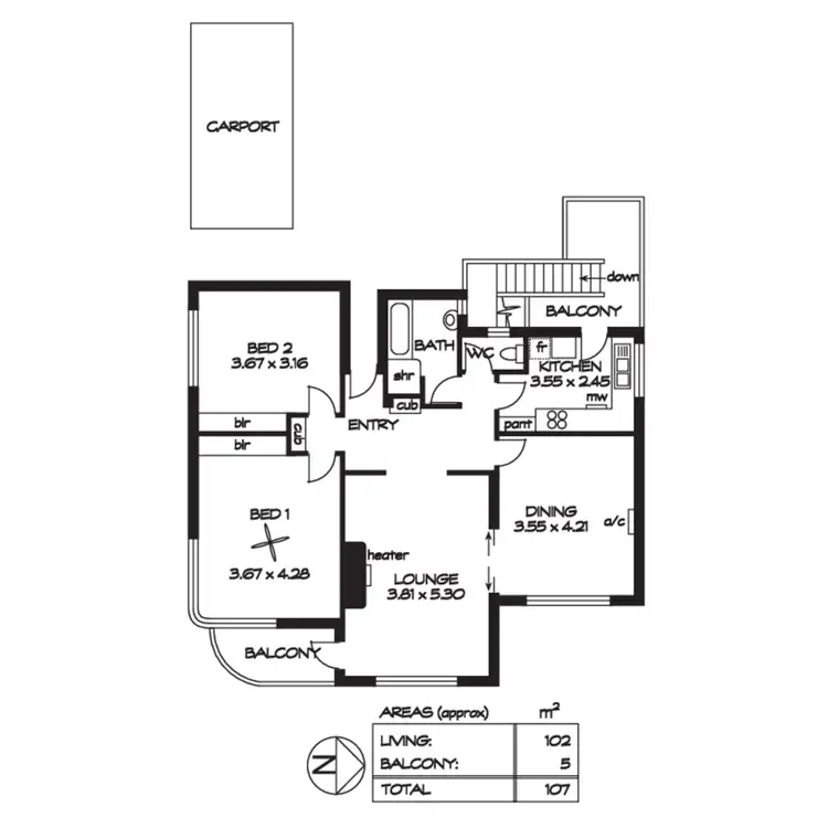 Floorplan of Homely unit listing, 3/75 Wellington Square, North Adelaide SA 5006