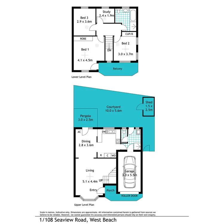 Floorplan of Homely townhouse listing, 1/108 Seaview Road, West Beach SA 5024