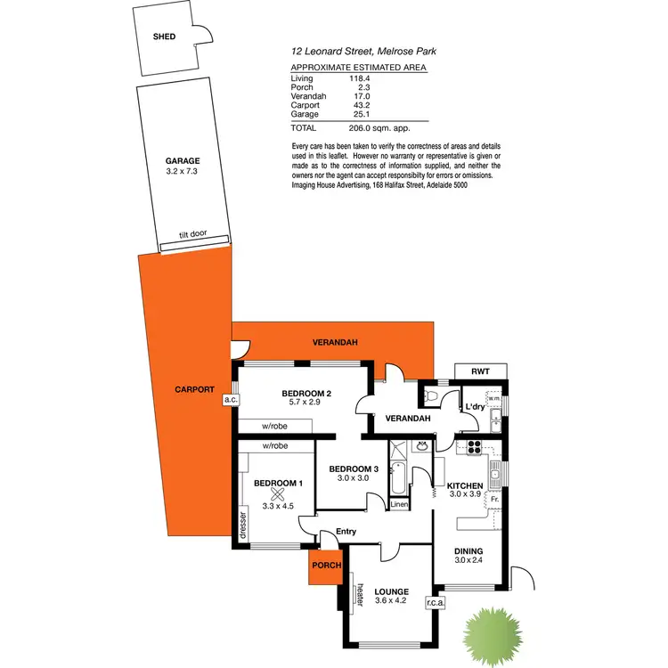 Floorplan of Homely house listing, 12 Leonard Street, Melrose Park SA 5039