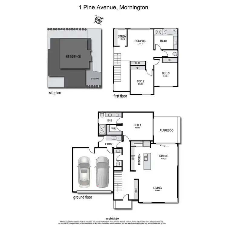 Floorplan of Homely house listing, 1 Pine Avenue, Mornington VIC 3931