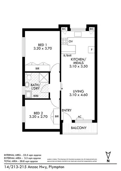 Floorplan of Homely unit listing, 14 / 213-215 Anzac Highway, Plympton SA 5038